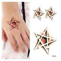 5Pcs Stickers de tatouage de Halloween Make Up Mysterious Five Pointed Star Puncture