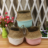 5pcs tapis herbe ventre panier plante de stockage pot pliable sac à linge chambre décoratif pot de fleur