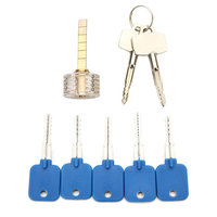 5pcs Try-Out Keys Set avec des outils de serrurier en forme de CrosS Transparent Practice Padlock