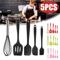 5pcs ustensiles de cuisine en silicone ustensiles de cuisine ensemble batteur à oeufs cuillère spatule outils