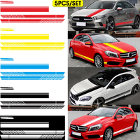 5pcs voiture course côté porte longue autocollant miroir autocollant vinyle autocollant de capot