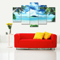5 PCS Toile Peintures Paysage Marin Plage Impression Moderne Maison Mur Décor Art