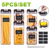 5 pièces hermétique récipient de stockage des aliments facile à verrouiller pot scellé en plastique Transparent lait en