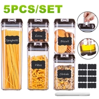 5 pièces hermétique récipient de stockage des aliments facile à verrouiller pot scellé en plastique Transparent lait en