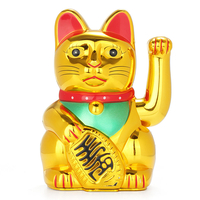 6 "chinois chanceux agitant la main Maneki Neko Gold Fortune Feng Shui chat bras mobile poupée