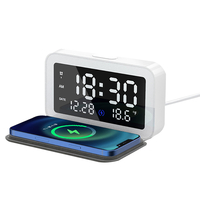 6 en 1 LED réveil électrique thermomètre numérique multifonction veilleuse horloge avec téléphone portable chargeur sans