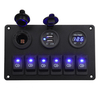 6 gang bleu LED interrupteur à bascule panneau voiture marine bateau circuit double USB étanche