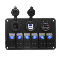 6 Gang LED Panneau de linterrupteur à bascule Volt Meterr Dual Usb Chargeur de puissance Marine Boat RV