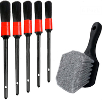 6 pièces brosse à pneu à manche court détail brosse brosse de nettoyage de crevasse brosse à poils ensemble pour le nett