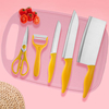 6 pièces couteau de cuisine paille de blé planche à découper couteau de chef en acier inoxydable Peele ciseaux ensembles