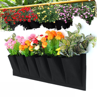 6 poches verticales plantes de jardin grandissent sacs muraux planteur fleur tissu Pot intérieur suspendu noir outils ma