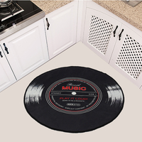 60-120cm Retro Music CD Record Imprimé Soft Tapis de sol rond Tapis de zone de pièce