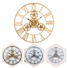 60CM Grand Vintage Gear Art Horloge Murale Grand Chiffre Romain Géant Ronde Face Ouverte