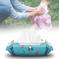 60pcs / pack enfants lingettes humides mains nettoyage de la bouche papier non fluorescent pour nettoyeur de soins de sa