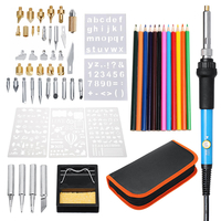 60pcs 220v bois stylo brûlant ensemble pochoir soudure fer à repasser outils pyrogravure kit