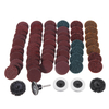60pcs 50mm Mix Disque de ponçage Set 2 pouces Roll Lock Surface Pad de papier de verre grossier avec support