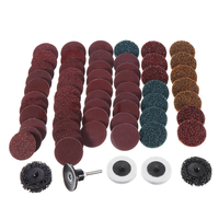 60pcs 50mm Mix Disque de ponçage Set 2 pouces Roll Lock Surface Pad de papier de verre grossier avec support