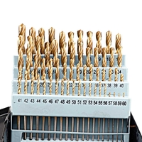 60pcs forets hélico daux individuels ensemble de forets à tige ronde revêtement en titane HSS changement rapide