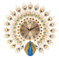 60x58cm moderne paon horloge Quartz salon muet mur décor à la maison de noël