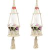 63cm 4 pieds crémeux-blanc plante jute cintre fleur pot titulaire fleur du panier suspendu panier