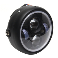 6.5 Pouce LED Phare de Moto Rétro Phare Avec Support Ange Anneau Salut / Lo Faisceau Ampoule Pour Harley Café Racer Bobb