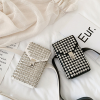 6.5 pouces strass décoration stockage de téléphone portable femmes sac à bandoulière sacs de taille