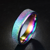 6mm à la mode en acier inoxydable magique givré arc-en-ciel couleur noir Couple anneau