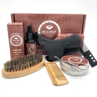 6pcs / set barbe soin peigne barbe baume barbe huile pinceau toilettage styling outils kit