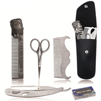 6pcs / set kit de toilettage et de coupe de barbe ciseaux de peigne de rasoir outil de style de moustache