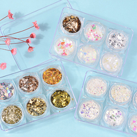 6pcs 3d paillettes de verre paillettes ongles set aurora shimmer décoration ongles ongles bricolage art décoration