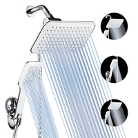6pcs 8 pouces tête de douche à effet de pluie réglage grand ensemble de douche à angle réglable