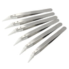 6Pcs céramique Tweezers résistant à la chaleur non conducteur en acier inoxydable Body Silve