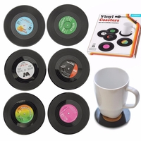6pcs disque vinyle mat support de tasse de café coaster tasse rétro napperon