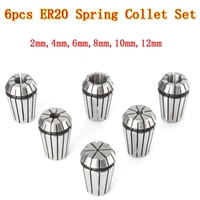 6pcs ER20 pince de serrage 2mm à 12mm pince à ressort fixé pour outil de tour d
