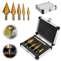 6pcs forets titaniques mis en acier étape peu foret cône trou multiple 50 tailles avec cas kit