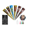 6pcs henné crème de tatouage ensemble de tatouage temporaire art encre bâton gabarits noir rouge bleu brun avec embout e