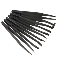 6pcs outil droit courbure de chaleur de brucelles anti-statique résistant à la réparation
