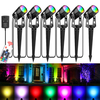 6Pcs RGB LED Garden Spike Lights Projecteurs extérieurs Lampe de paysage à distance