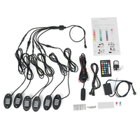 6Pcs RGB LED Rock Light Under Body Car Camion Offroad sans fil double télécommande 12V