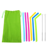 6pcs réutilisable pailles de silicone 2 brosses de nettoyage avec sac de paille à boire
