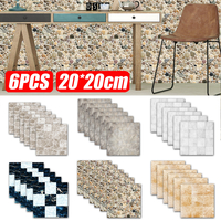 6pcs tuile de marbre autocollant mural en brique bricolage auto-adhésif étanche décoration de la maison