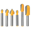 6pcs 1/4 pouce tige routeur Routeur V rainure ronde