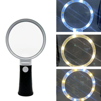 6X-10X Mini Pocket Magnifier Adjustable Handheld Reading Magnifier with Parent-Child Acrylic Lens Three-Mode Lighting Id
