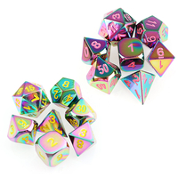 7 pièces de dés polyédriques en métal lourd en relief mdn RPG MTG jeu de rôle avec sac