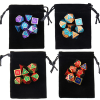 7 pièces ensemble de dés polyédriques pour donjons Dragons D20 D12 D10 D8 D6 D4 jeux + pochettes de rangement sac