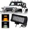 7 pouces 72W LED barre de lumière de travail double couleur stroboscopique Flash lampe de brouillard de conduite blanc +