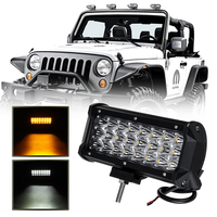 7 pouces 72W LED barre de lumière de travail double couleur stroboscopique Flash lampe de brouillard de conduite blanc +