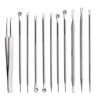 7 Set pour choisir loutil de soin du visage de dissolvant dextracteur de points noirs en argent inoxydable,  bo