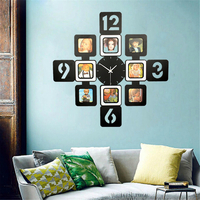 70x70cm Salon Chambre Horloge Murale Cadre Photo Temps Moderne À La Mode Dernière Silencieux Grand Cadeau De Noël Mariag
