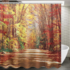 71x71 tissu imperméable de rideau de douche de polyester de modèle de feuilles dautomne avec 1